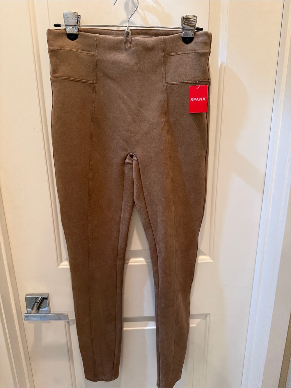 SPANX Faux-Suede Tapered Leggings in Camel